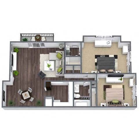 Belmont Floor Plan: 2 Bed, 2 Bath