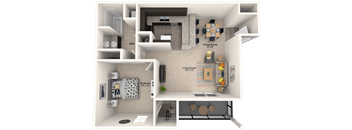 1X1 Blue Ridge Floor Plan, 759 SQFT.