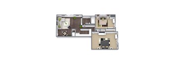 Bradford Floor Plan: 2 Bed, 1 Bath