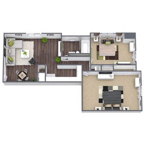 Bradford Floor Plan: 2 Bed, 1 Bath