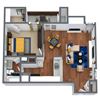 1 Bed 1 bath 3D floor plan Breckenridge