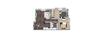 Brentwood Floor Plan: 2 Bed, 1 Bath