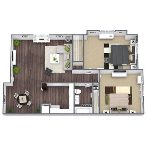 Brentwood Floor Plan: 2 Bed, 1 Bath