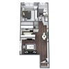 Bristol Floor Plan 1-Bed 1-Bath 600SQFT