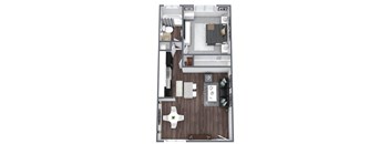Broadmoor Floor Plan 1-Bed, 1-Bath 500SQFT at Esprit Cherry Creek, Colorado