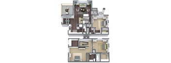 C1 Floor Plan, 3-Bed 2-Bath
