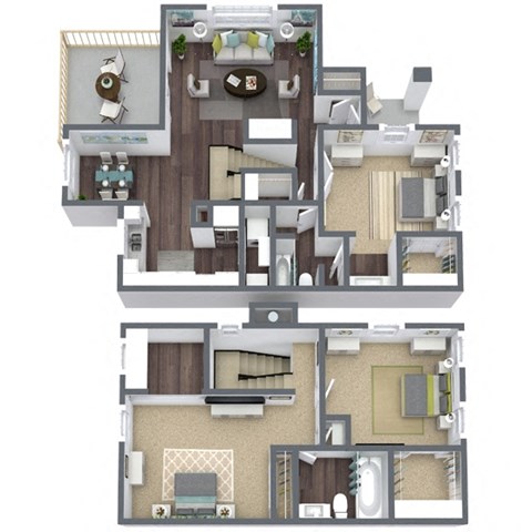 C1 Floor Plan, 3-Bed 2-Bath