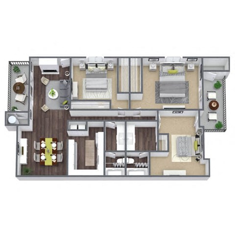 C1 3X2 Floor Plan, 1,446 SQFT