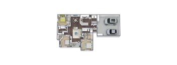 C1 Floor Plan, 3 bed 2 bath