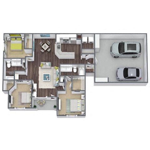 C1 Floor Plan, 3 bed 2 bath