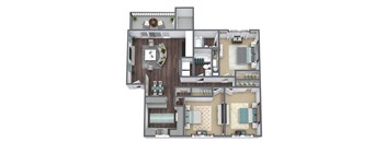 C1 Floor Plan 3-Bed, 2-Bath