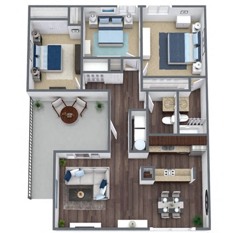 3 Bedroom 3D Floor Plan