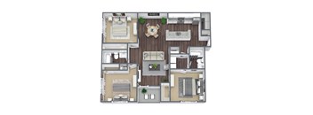 3 Bed - 2 Bath Floor Plan, 1226 SQFT