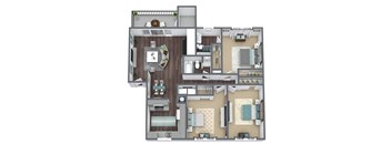 C2 Floor Plan 3-Bed, 2-Bath