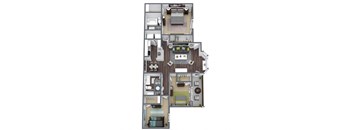 C2 Floor Plan, 3-Bed 2-Bath, 1,380 SQFT