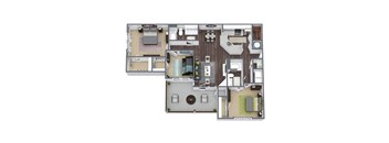 C4 Floor Plan, 3-Bed 2-Bath, 1,505 SQFT
