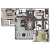 C4 Floor Plan, 3-Bed 2-Bath, 1,505 SQFT