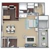 Cedar Floor Plan Studio, 1.5-Bath, 648 SQFT