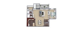 Cypress Floor Plan 1-Bed, 1-Bath, 739 SQFT