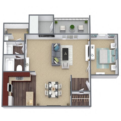 Cypress Floor Plan 1-Bed, 1-Bath, 739 SQFT