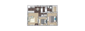 Floor Plan C: 2 bed, 2 bath, 936 SQFT