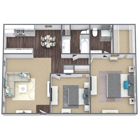 Floor Plan C: 2 bed, 2 bath, 936 SQFT