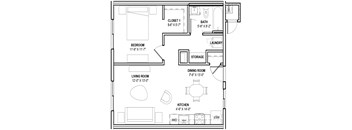 1-Bedroom floor plan