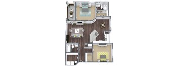 Camelia Floor Plan, 2-Bed 2-Bath