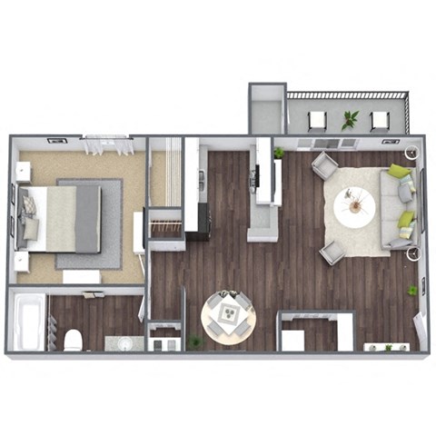 1X1 Cedar Floor Plan, 710 SQFT