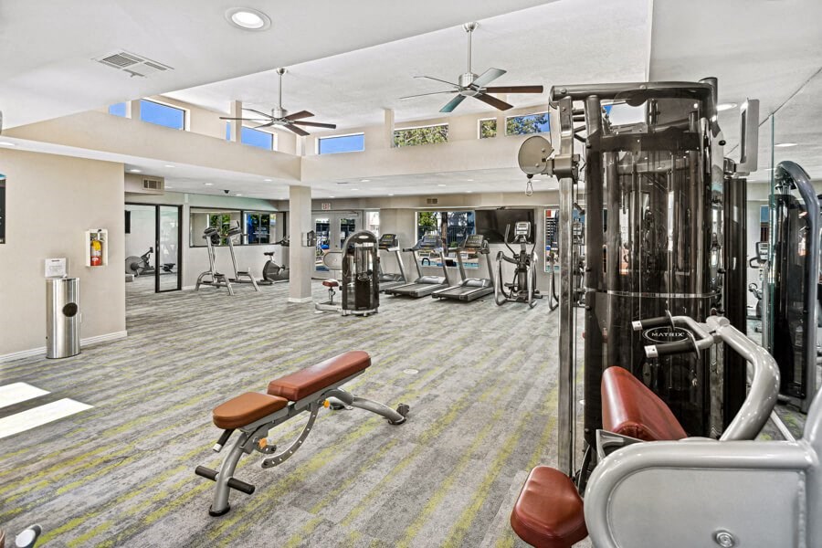 Fitness center with strength training equipment