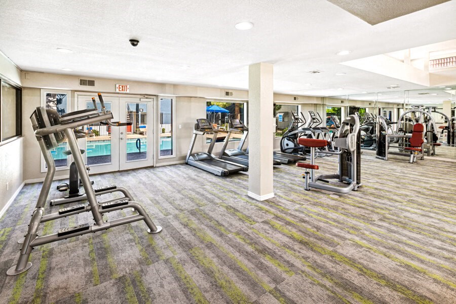 Fitness center with strength training equipment