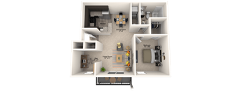 1X1 Chesapeake Floor Plan, 703 SQFT.