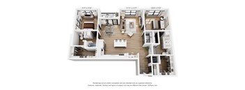 A 3D floor plan of a house with dimensions and a disclaimer at the bottom.