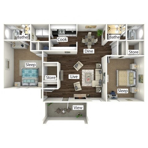 Cottage 3D Floor Plan
