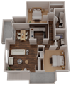 2 Bedroom 2 Bathroom 3D Floor Plan