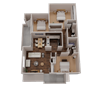 3 Bedroom 2 Bathroom 3D Floor Plan