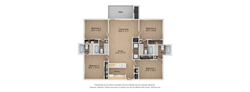 D1 4X4 Floor Plan, 1,320 SQFT