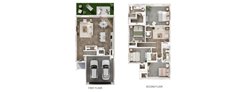 two floor plans of a house with a parking lot and a bedroom