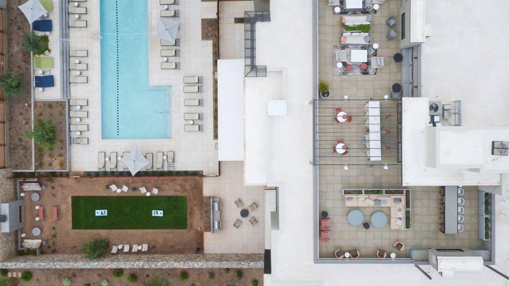 Aerial view of apartment community