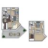 Floor Plan D: 2 bed, 2 bath, 1,087 SQFT