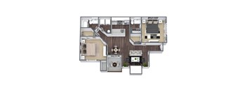 Elmwood: 2-bedroom, 2-bathroom floor plan at Woodland Estates
