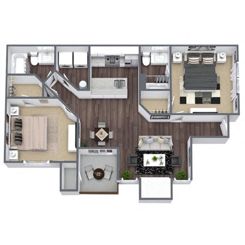 Elmwood: 2-bedroom, 2-bathroom floor plan at Woodland Estates