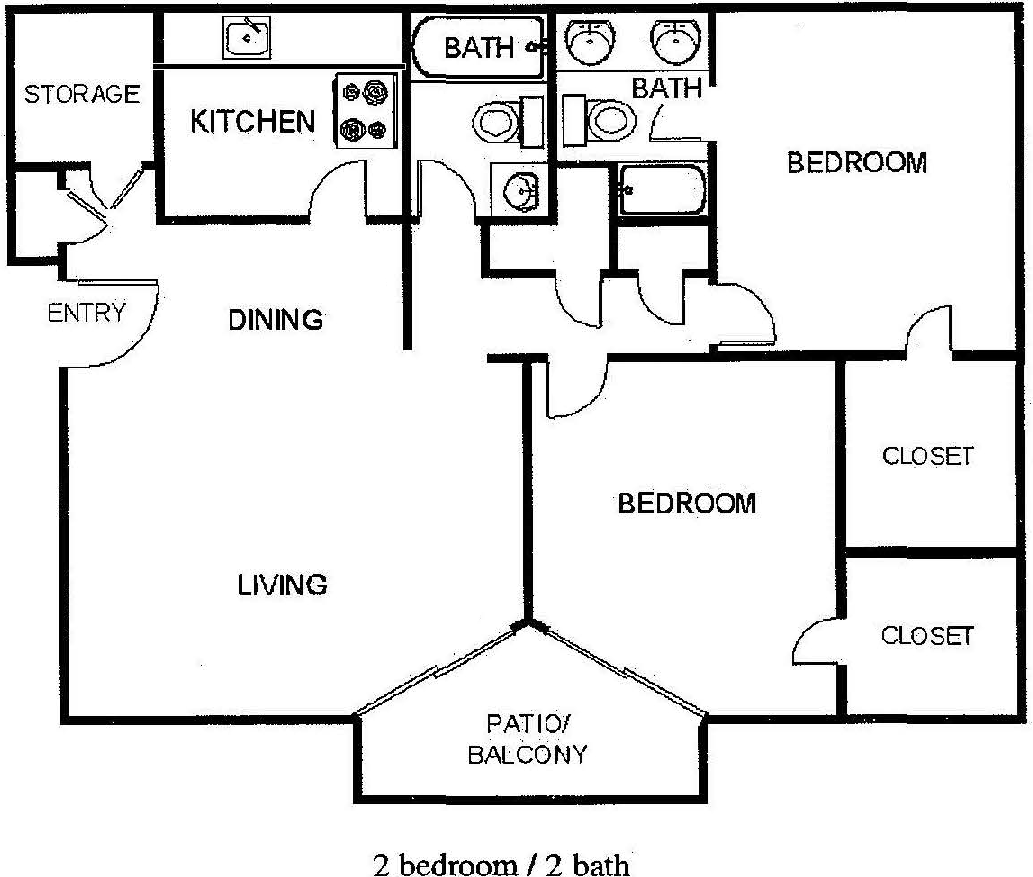 2 Bedroom 2 Bathroom Floor Plan