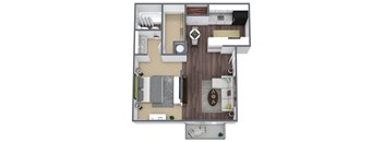 1-Bedroom, 1-Bathroom Floor Plan, 550 SQFT.