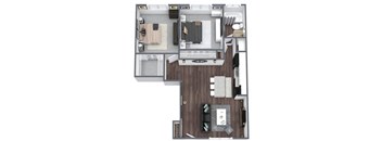Excalibur Floor Plan 2-Bed, 1-Bath 700SQFT at Esprit Cherry Creek, Glendale Colorado