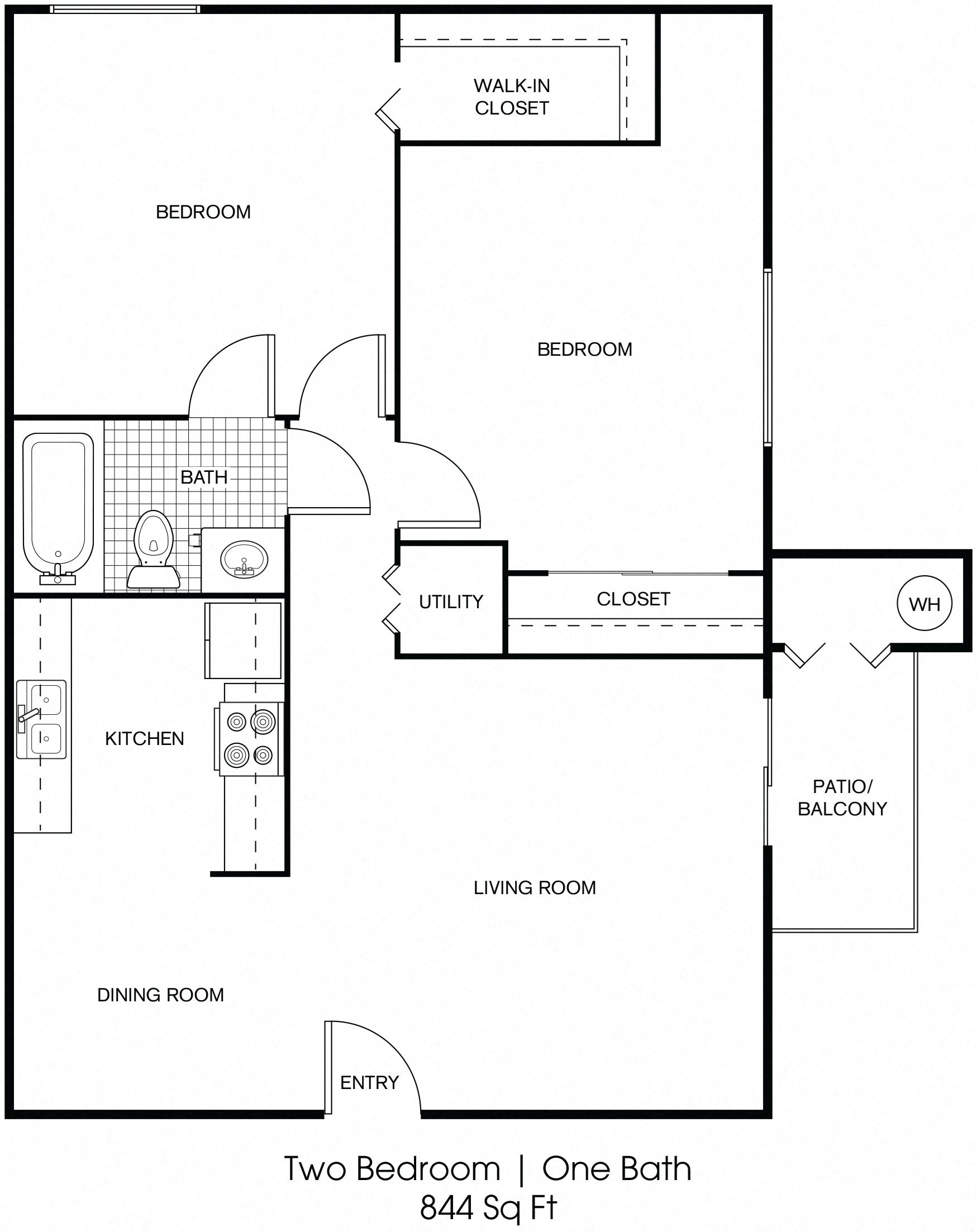 2 bedroom 1 bathroom floor plan