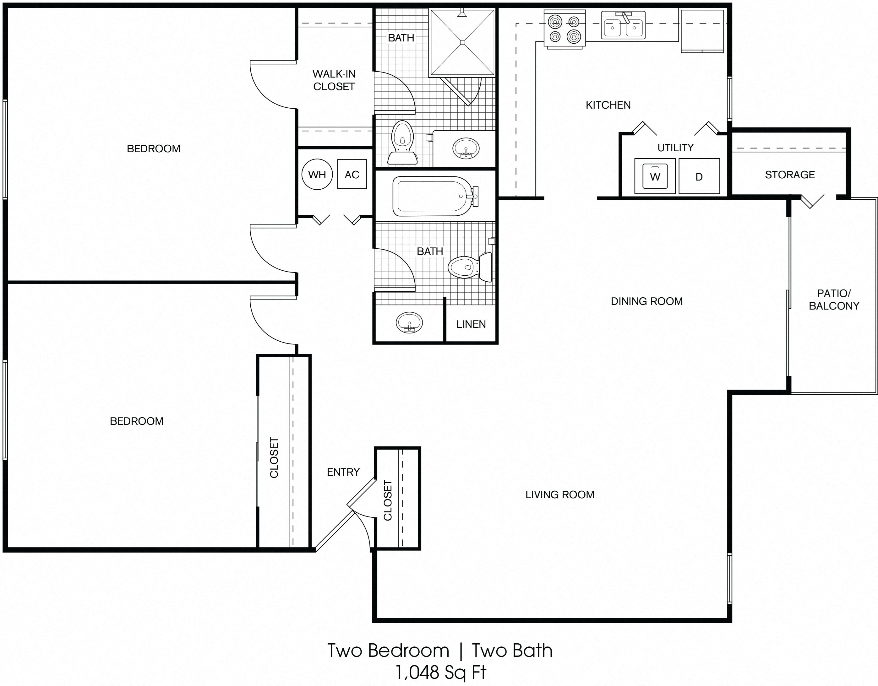 2 bedroom 2 bathroom floor plan