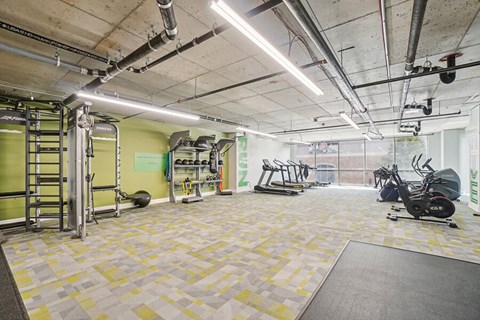 Community Fitness Center with Equipment at Altitude on Fifth Apartments located in Salt Lake City, UT.