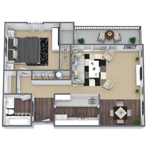 The Brook: 1-Bedroom Floor Plan