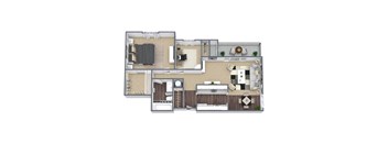 The Waterfall: 1-Bedroom Floor Plan